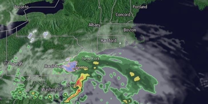 A storm slides south of Southern New England Tuesday night