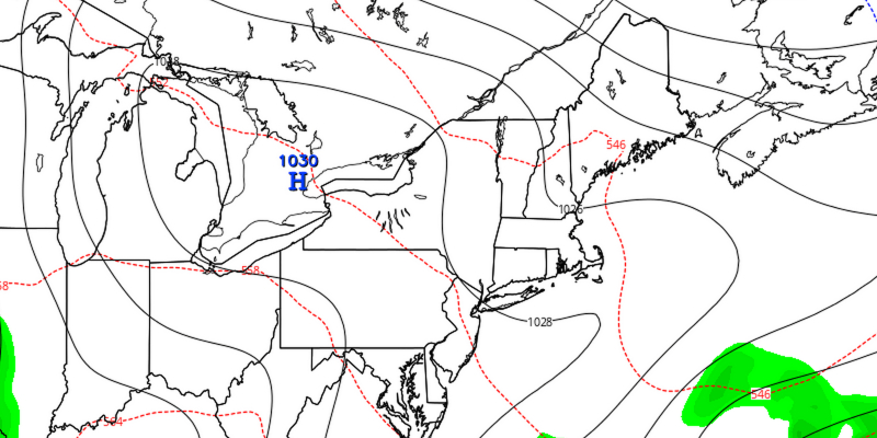 High pressure gives fair weather to the Northeast on Thursday