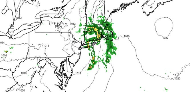 Heavy showers are likely in Southern New England Monday morning