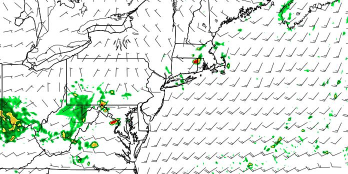 Scattered t-storms will develop on Wednesday