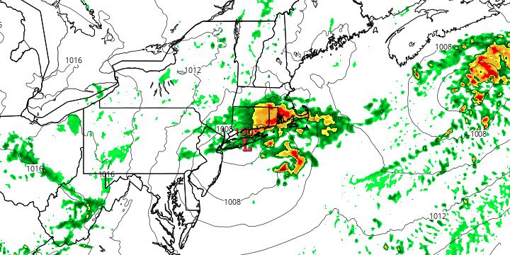 Heavy rain will pass over or south of Southern New England Thursday night
