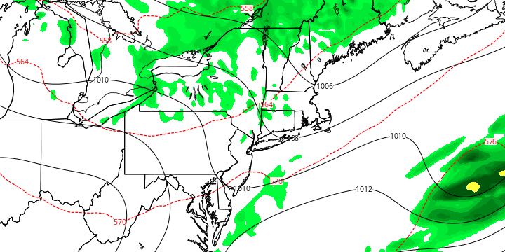 A couple of inland showers are possible on Saturday