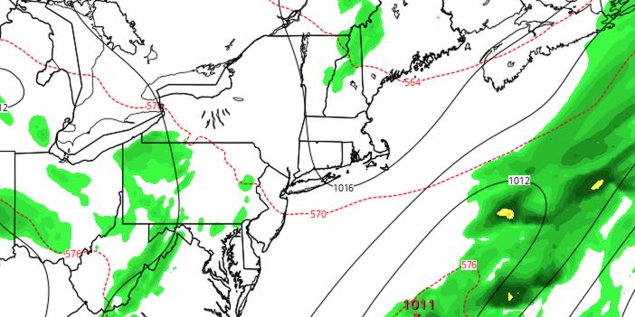 A storm will stay east of New England on Sunday