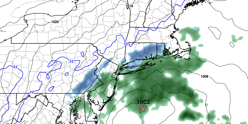 A weak system may come close enough for snow late Sunday night into Monday morning