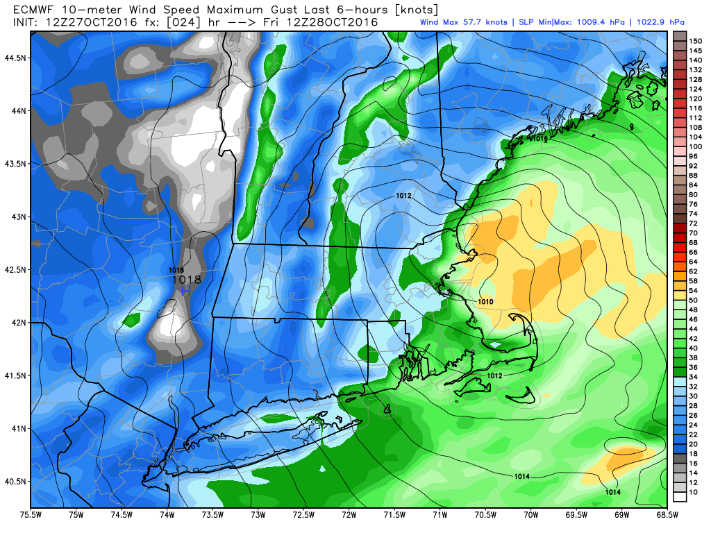 The strongest gusts are likely on Cape Cod and the islands