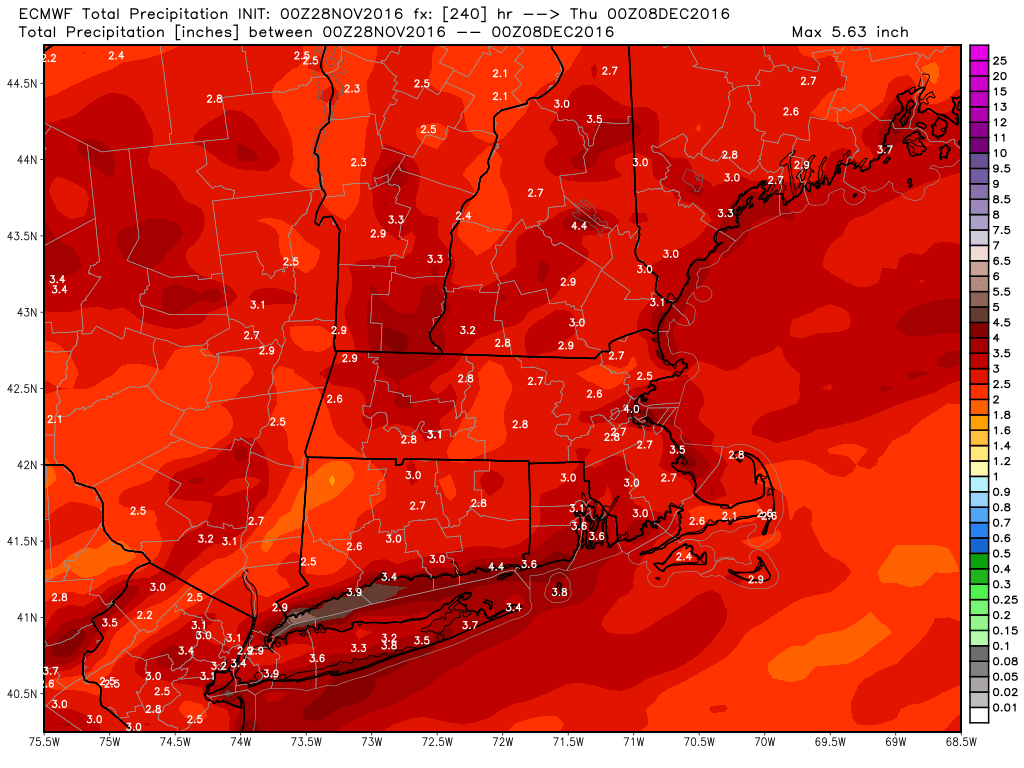 2-4" of rain is possible in the next 10 days in Southern New England